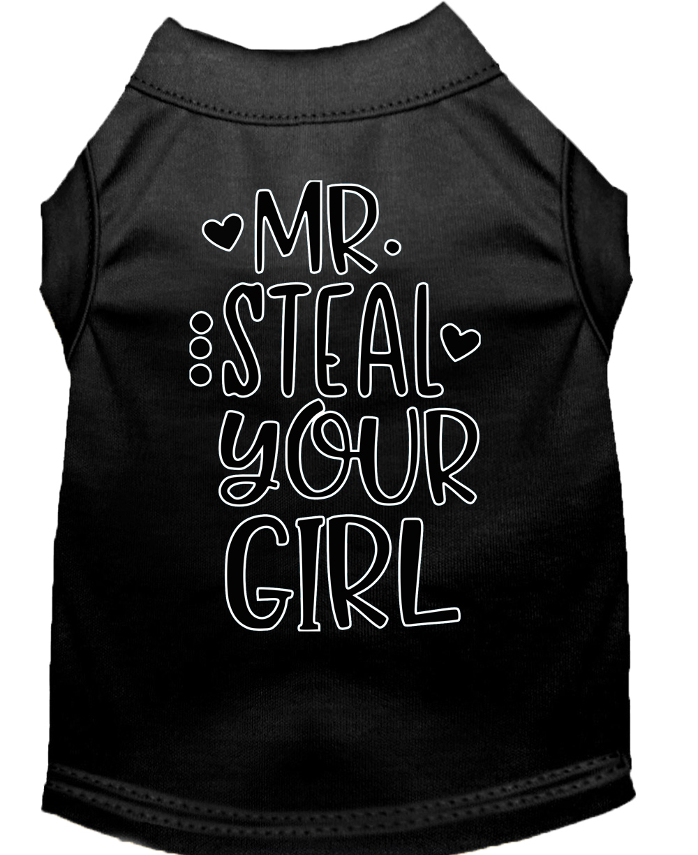 Mr Steal your Girl Screen Print Dog Shirt Black XXXL